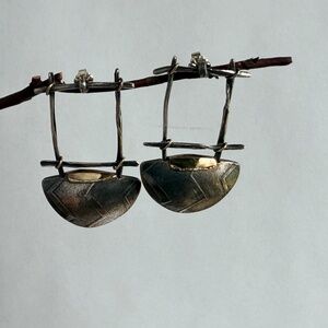 Carolyn Morris Bach pierced earrings Sterling silver and 18K